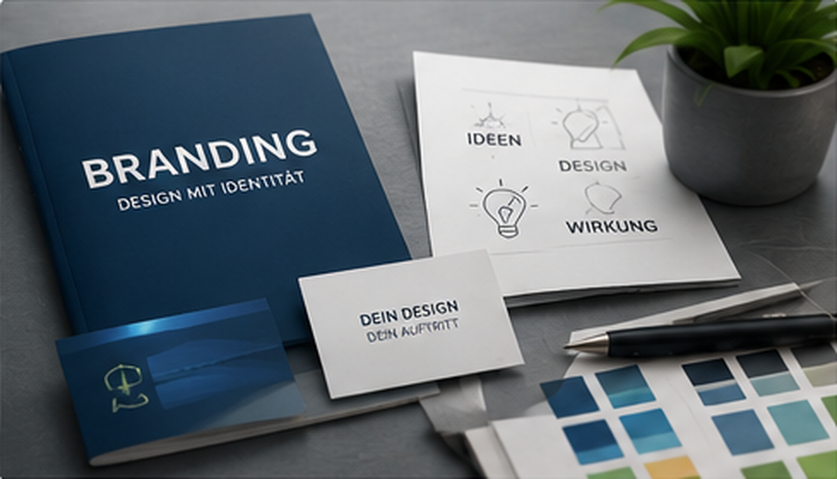 Branding- und Design-Grafik mit Corporate Identity und Printmaterialien